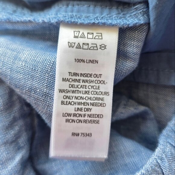 Nicole Miller Blue Linen High Waist Cropped Pants Medium - Picture 7 of 7